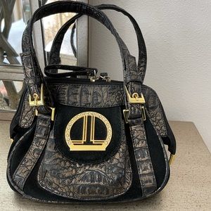 Vintage Giorgio Ferrilli black suede and leather small purse.